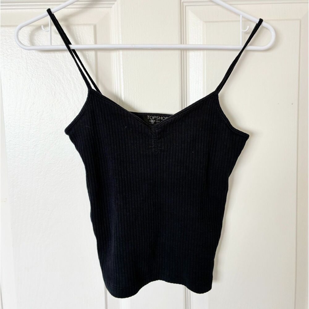 Topshop Ribbed Navy Camisole Top